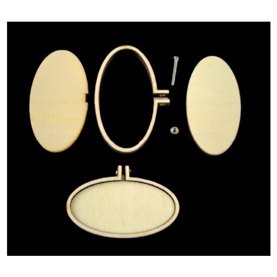 Mini gherghef oval pentru broderie/Pandantiv din lemn - ANT-CH