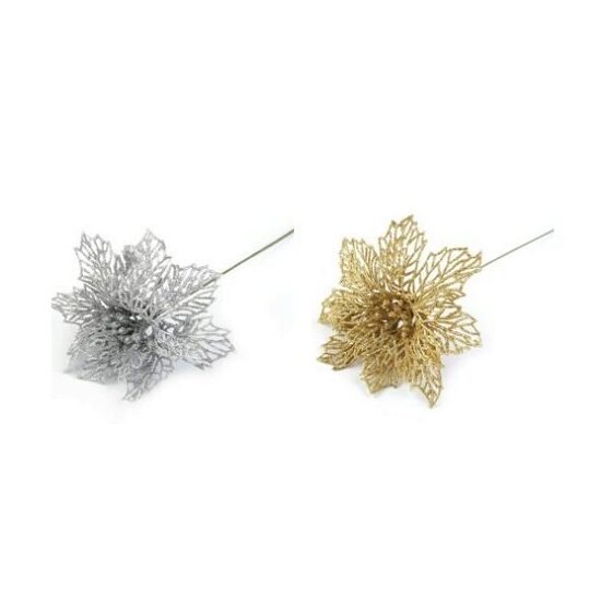 740567 - Craciunita decorativa cu sclipici,13 cm - STKL