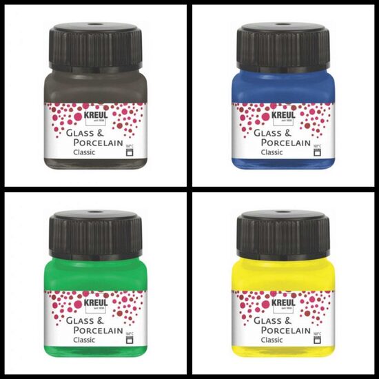 Culori pentru sticla si portelan 20ml - lucioase si metalizate - Classic - Kreul